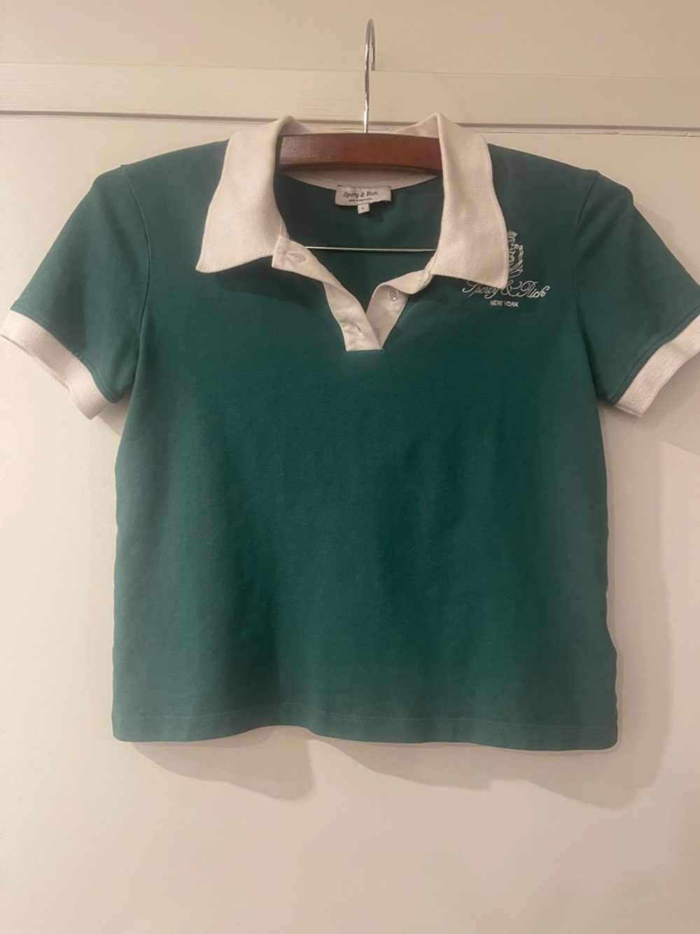 Sporty & Rich Green Polo with White Trim Tee SOLD OUT | Preowned - Picture 16 of 17